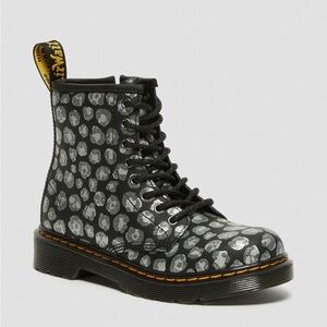 Dr. Martens Girl’s 1460 Boots Black Silver Leopard Animal Print Hydro Leather 3